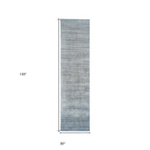 10' Blue and Gray Ombre Hand Woven Runner Rug